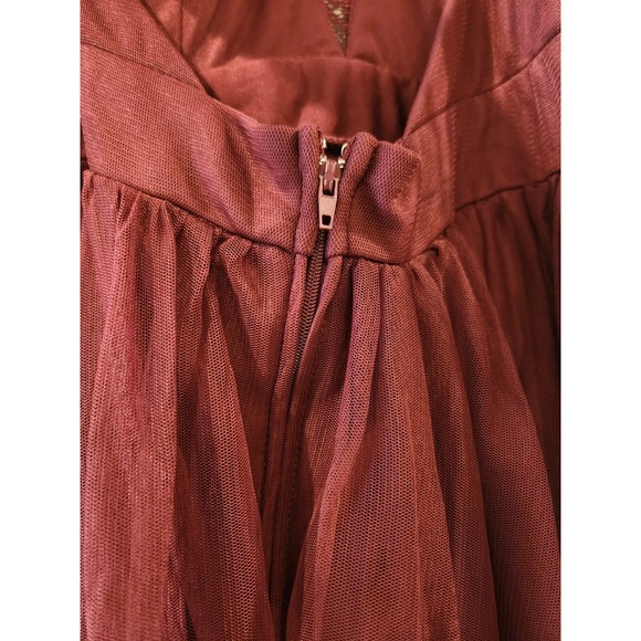 Burgundy Tulle Maxi Dress Formal‎ Gown Lace Bodice Bridesmaid Prom Size 9 - Picture 8 of 10